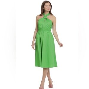 Maggy London Vibrant Green Halter Midi Dress